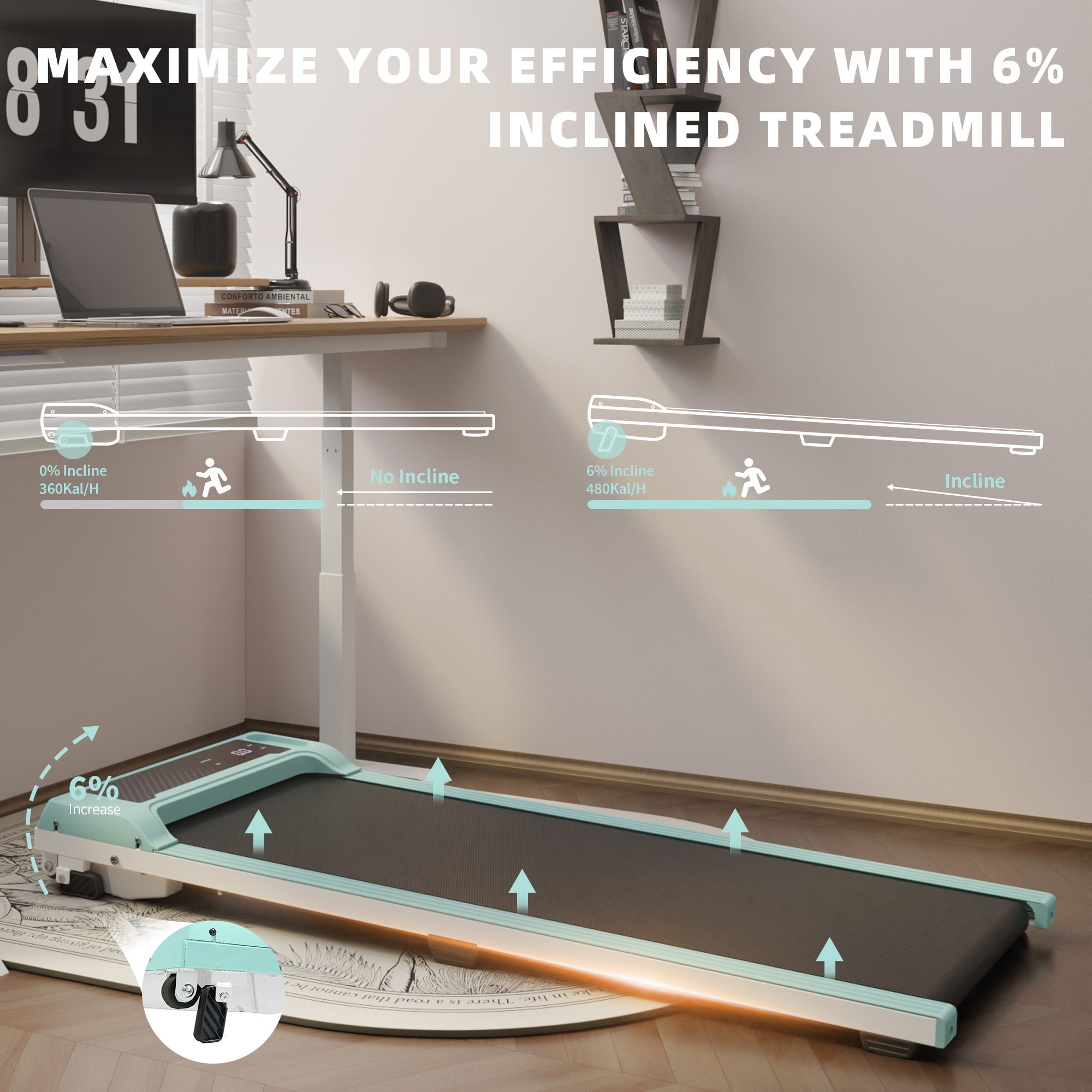 Walking Pad Under Desk Treadmill,Portable Small Treadmills For Home And Office,Super Quiet Motorized Walking Jogging Running Machine With Remote Control_voghion.com